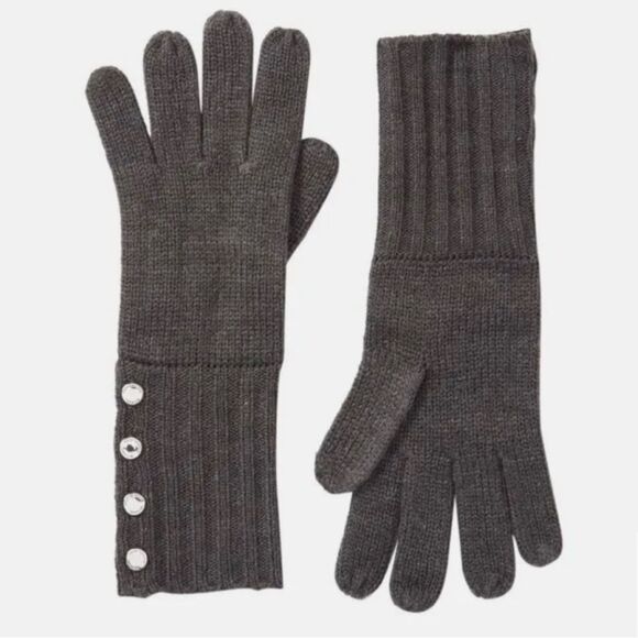 NWT Michael Kors Derby Heather Ribbed Knit Cuffed Logo Buttons Acrylic - Picture 1 of 6